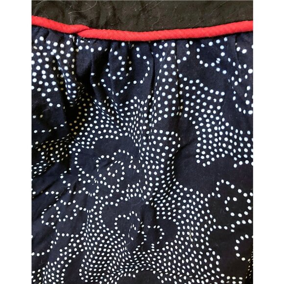 Maxi skirt w/ elastic waist, black with blue/white ruffle border, handmade - Picture 3 of 3